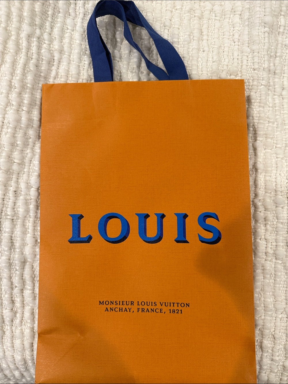 Louis Vuitton Limited gift bag with Blue Lettering and Handles